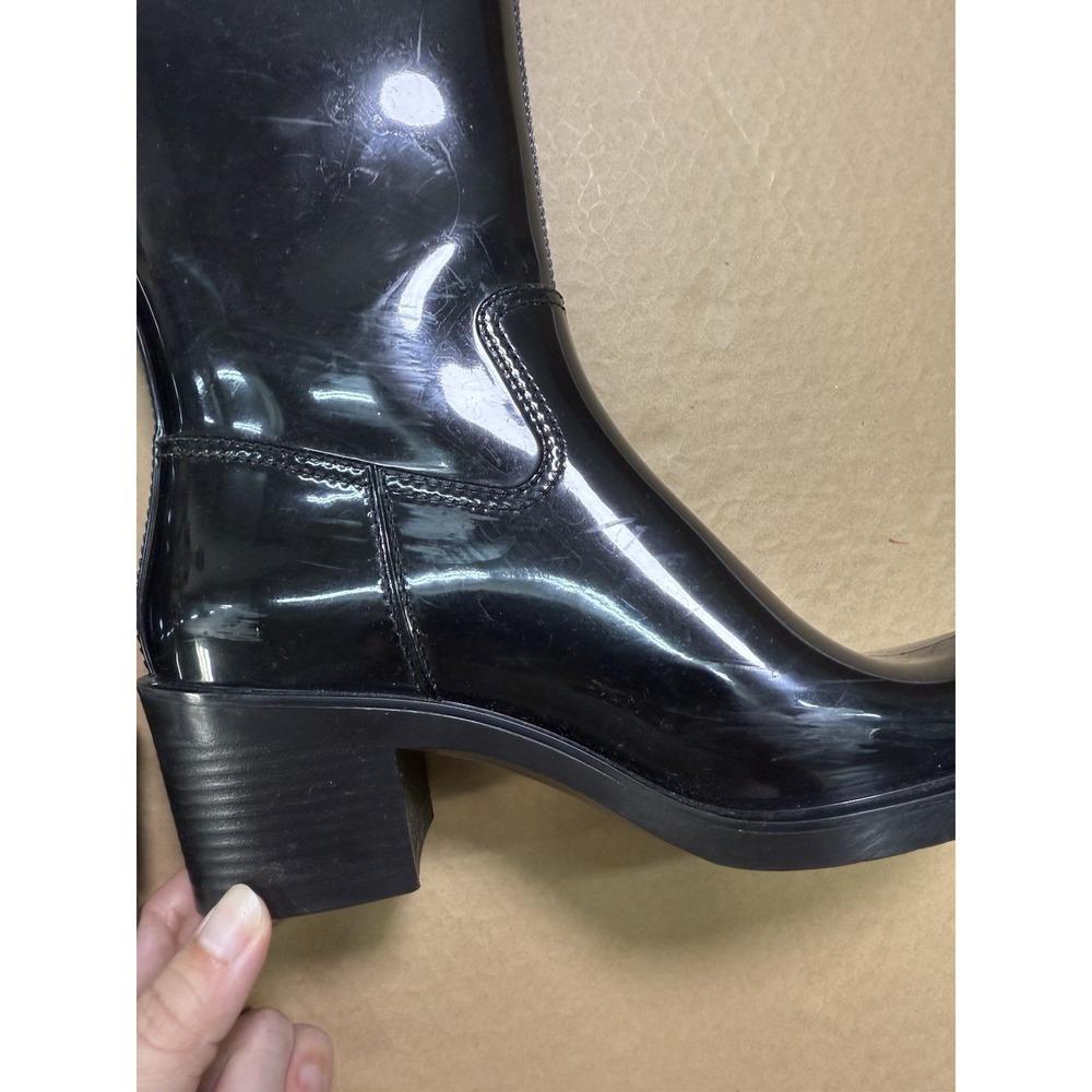GUCCI Rain Boots High Black Interlocking GG Logo Plain Ladies' Size 38 US Size 8 - Picture 6 of 6
